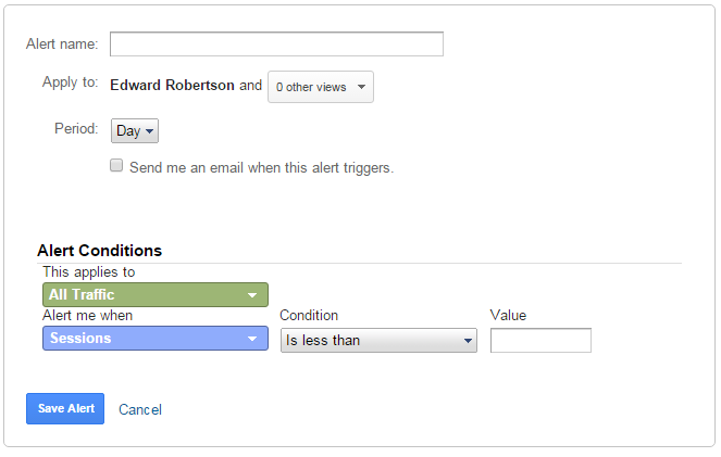 google analytics custom alerts