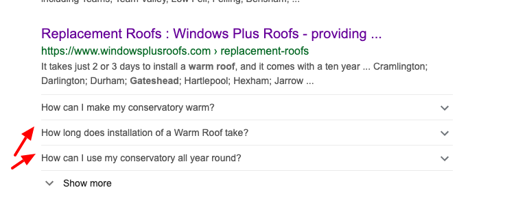 google search results for warm roofs gateshead