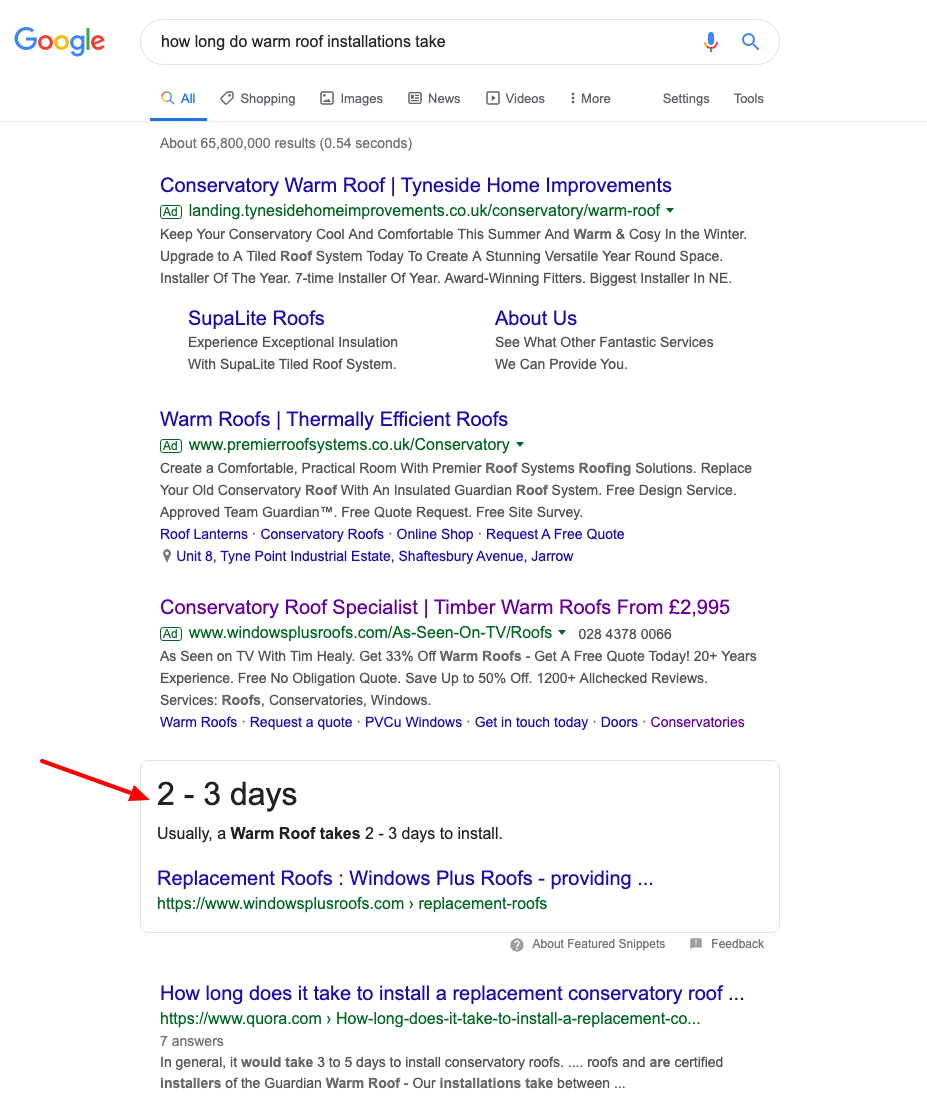 google featured snippet