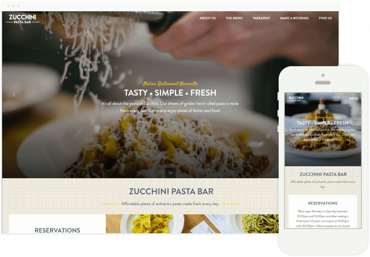 site for Italian restaurant Zucchini Pasta Bar Edward Robertson